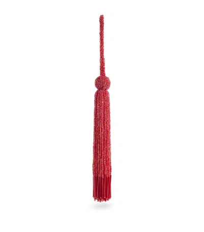 Sudha Pennathur Beaded Tassel Tree Decoration In Red