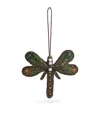 Sudha Pennathur Embroidered Dragonfly Tree Ornament In Green