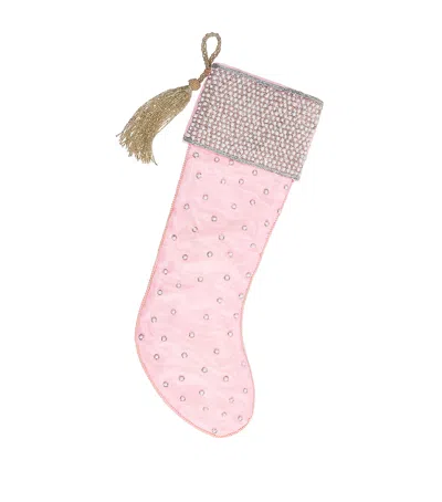 Sudha Pennathur Faux Pearl-embellished Stocking In Pink