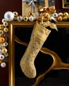 Sudha Pennathur Metallic Tissue Christmas Stocking With Gems, Personalized