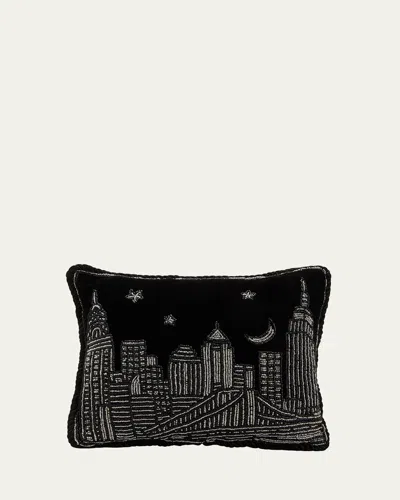 Sudha Pennathur New York City Beaded Decorative Pillow In Black