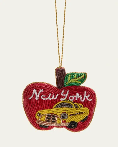 Sudha Pennathur Ny Beaded Apple Taxi Ornament In Red