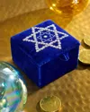 Sudha Pennathur Pearly Star Of David Velvet Hanukkah Box In Blue