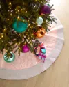 Sudha Pennathur Pink Christmas Tree Skirt With Pearly Border, 60"