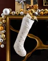 Sudha Pennathur Silver Velvet Stocking With Snowflakes, Personalizable