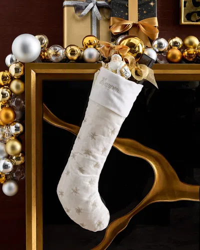 Sudha Pennathur Silver Velvet Stocking With Snowflakes, Personalizable