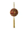Sudha Pennathur Velvet Beaded Tassel Bauble In Red
