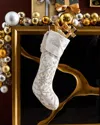 Sudha Pennathur Velvet Christmas Stocking With Beading, Personalized