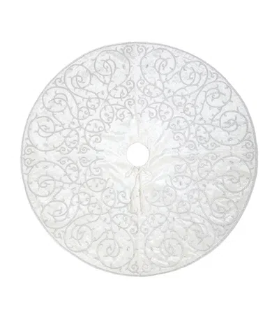 Sudha Pennathur Velvet Embellished Tree Skirt In White