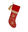 Sudha Pennathur Velvet Pearl-border Stocking In Red
