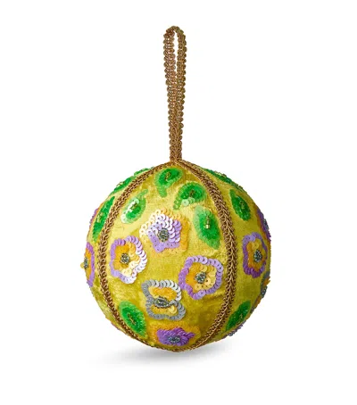 Sudha Pennathur Velveteen Sequinned Bauble In Yellow