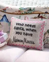 Sudha Pennathur Who Needs Santa Beaded Pillow, 9" X 11" In Multi