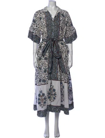 Pre-owned Sue Sartor Floral Print Long Dress In Black/neutrals