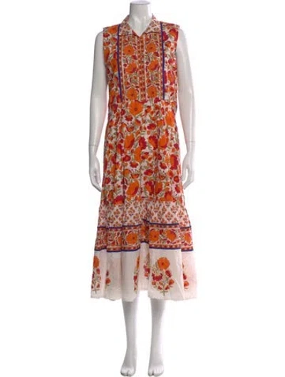 Pre-owned Sue Sartor Floral Print Long Dress In Multi