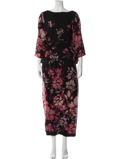 Pre-owned Sue Sartor Floral Print Long Dress In Multi