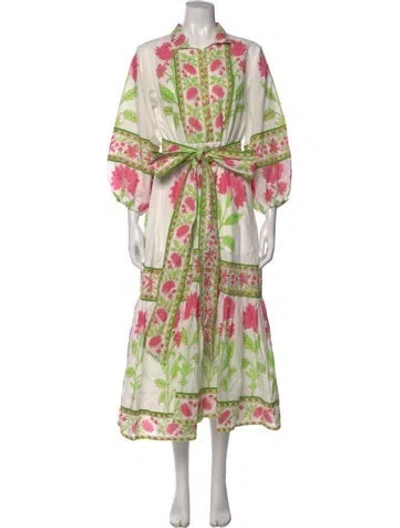 Pre-owned Sue Sartor Floral Print Long Dress In Multi