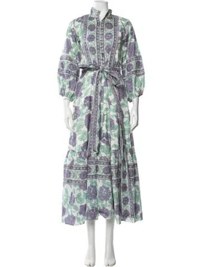 Pre-owned Sue Sartor Floral Print Long Dress In Multi