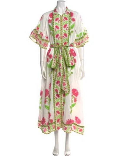 Pre-owned Sue Sartor Floral Print Long Dress In Multicolor