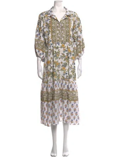 Pre-owned Sue Sartor Floral Print Long Dress In Multicolor