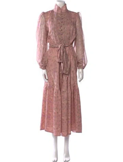 Pre-owned Sue Sartor Floral Print Long Dress In Pink