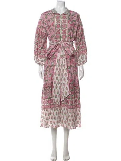 Pre-owned Sue Sartor Floral Print Long Dress In Pink