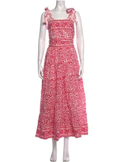 Pre-owned Sue Sartor Floral Print Long Dress In Pink