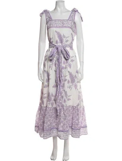 Pre-owned Sue Sartor Floral Print Long Dress In Purple