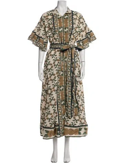 Pre-owned Sue Sartor Floral Print Long Dress W/ Tags In Multicolor