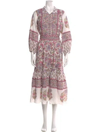 Pre-owned Sue Sartor Floral Print Midi Length Dress In Multi