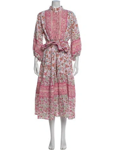 Pre-owned Sue Sartor Floral Print Midi Length Dress In Multi