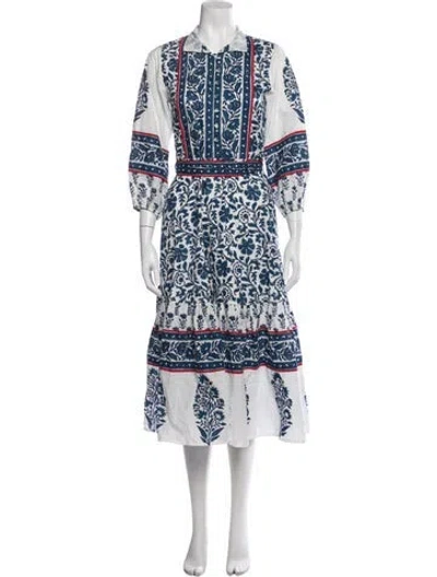 Pre-owned Sue Sartor Floral Print Midi Length Dress In Multi