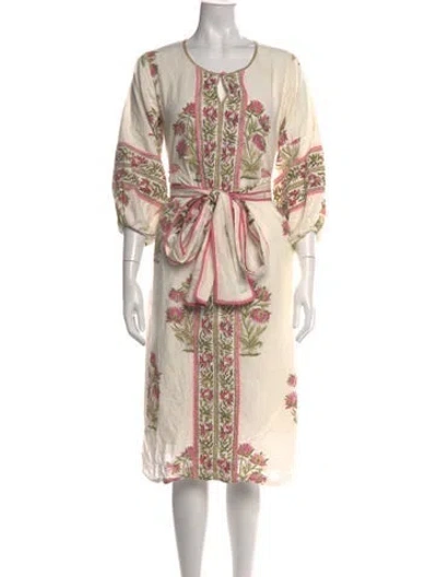 Pre-owned Sue Sartor Floral Print Midi Length Dress In Multicolor