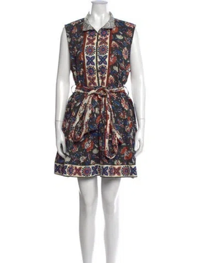 Pre-owned Sue Sartor Floral Print Mini Dress In Black