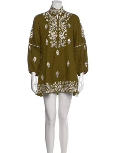 Pre-owned Sue Sartor Floral Print Mini Dress In Green