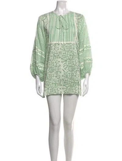 Pre-owned Sue Sartor Floral Print Mini Dress In Green