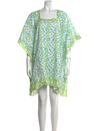 Pre-owned Sue Sartor Floral Print Mini Dress In Green