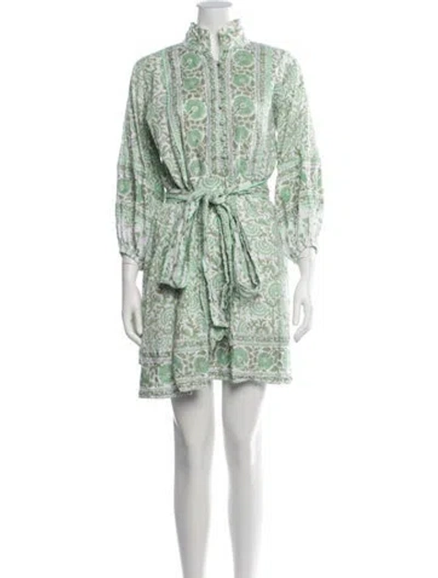 Pre-owned Sue Sartor Floral Print Mini Dress In Green