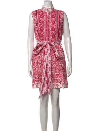 Pre-owned Sue Sartor Floral Print Mini Dress In Pink