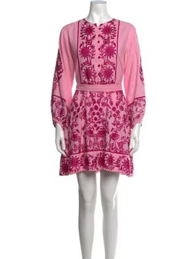 Pre-owned Sue Sartor Floral Print Mini Dress In Pink