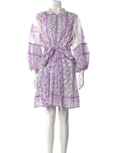 Pre-owned Sue Sartor Floral Print Mini Dress In Purple
