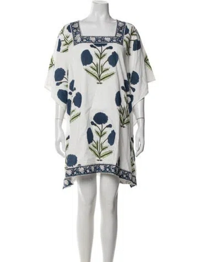 Pre-owned Sue Sartor Floral Print Mini Dress In White