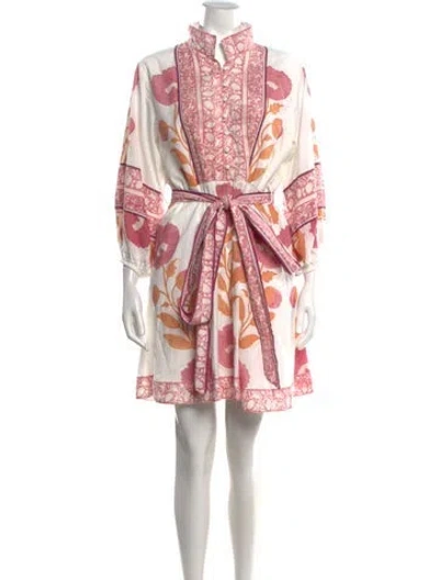 Pre-owned Sue Sartor Floral Print Mini Dress In White