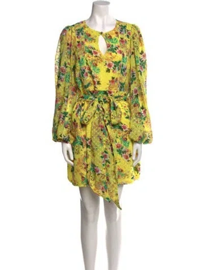 Pre-owned Sue Sartor Floral Print Mini Dress In Yellow