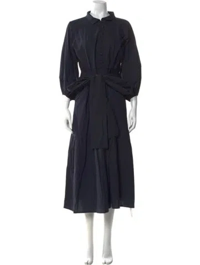 Pre-owned Sue Sartor Mock Neck Long Dress In Blue