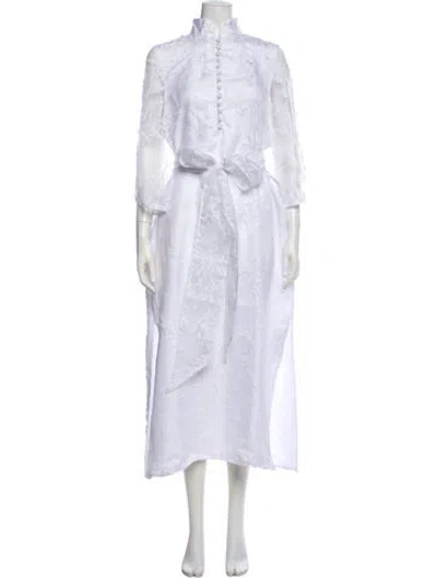 Pre-owned Sue Sartor Mock Neck Long Dress In Blue