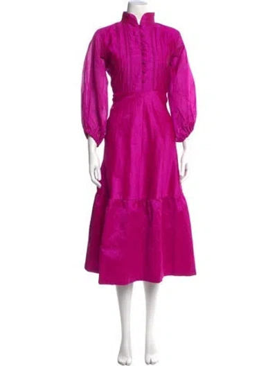 Pre-owned Sue Sartor Mock Neck Long Dress In Pink