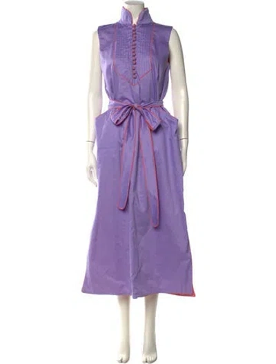 Pre-owned Sue Sartor Mock Neck Long Dress In Purple