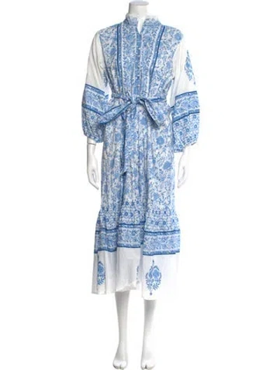 Pre-owned Sue Sartor Paisley Print Long Dress In Blue