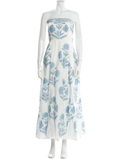 Pre-owned Sue Sartor Paisley Print Long Dress In Blue