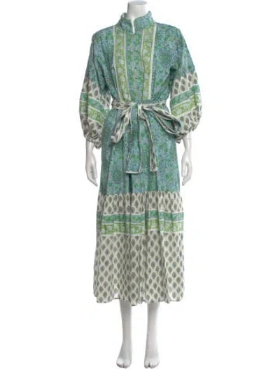 Pre-owned Sue Sartor Paisley Print Long Dress In Blue